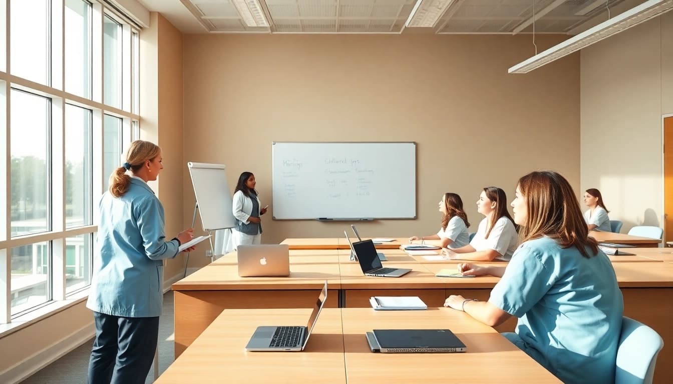 Engaged students in an in person Nclex review in Houston participate in an interactive classroom.