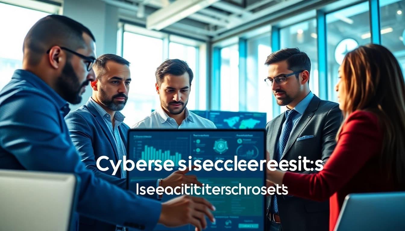 Learn about cyber essentials plus with a focused cybersecurity team in a modern office.