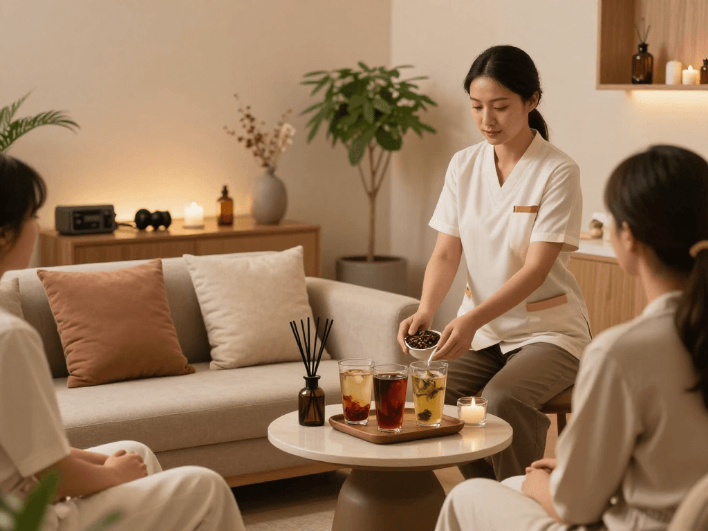 Mantra 88: Relaxing premium wellness spa lounge inviting clients to unwind with soothing ambiance.