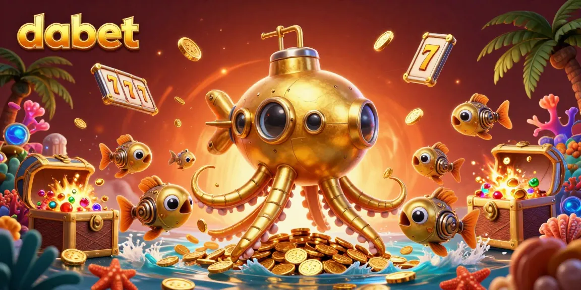 Dabet's thrilling slots adventure with a golden kraken submarine and dynamic game elements.