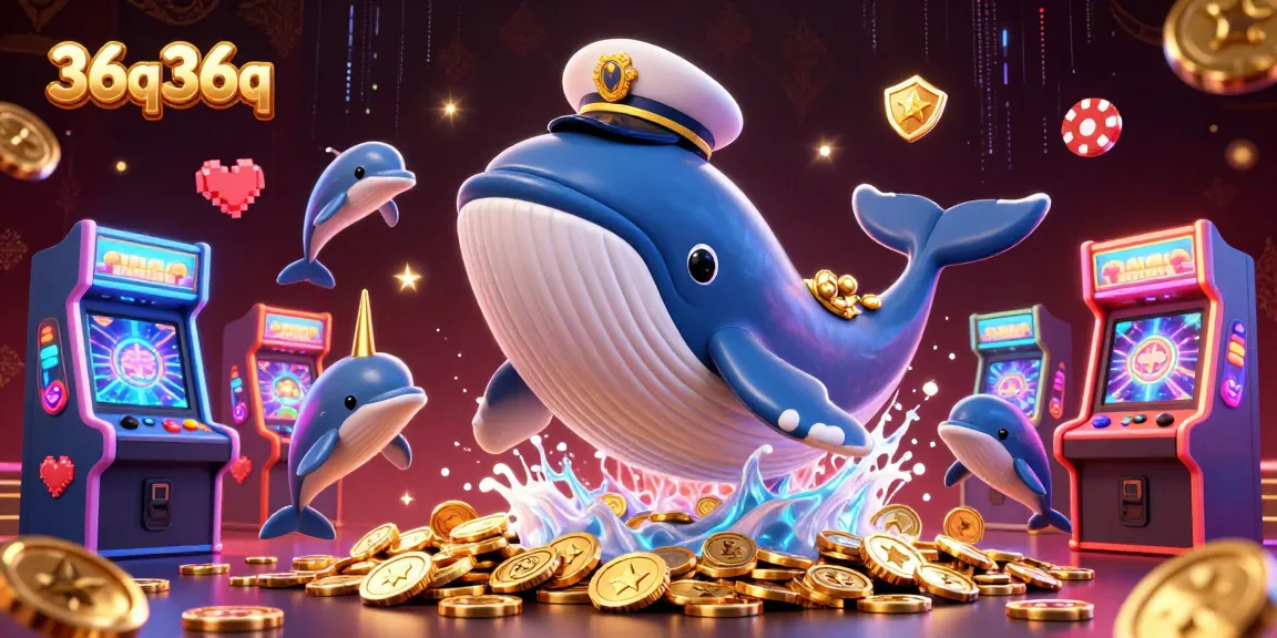 Interaja com o cassino 36q36q, onde uma baleia gigante entre moedas e golfinhos divertidos mostram cartas de poker.