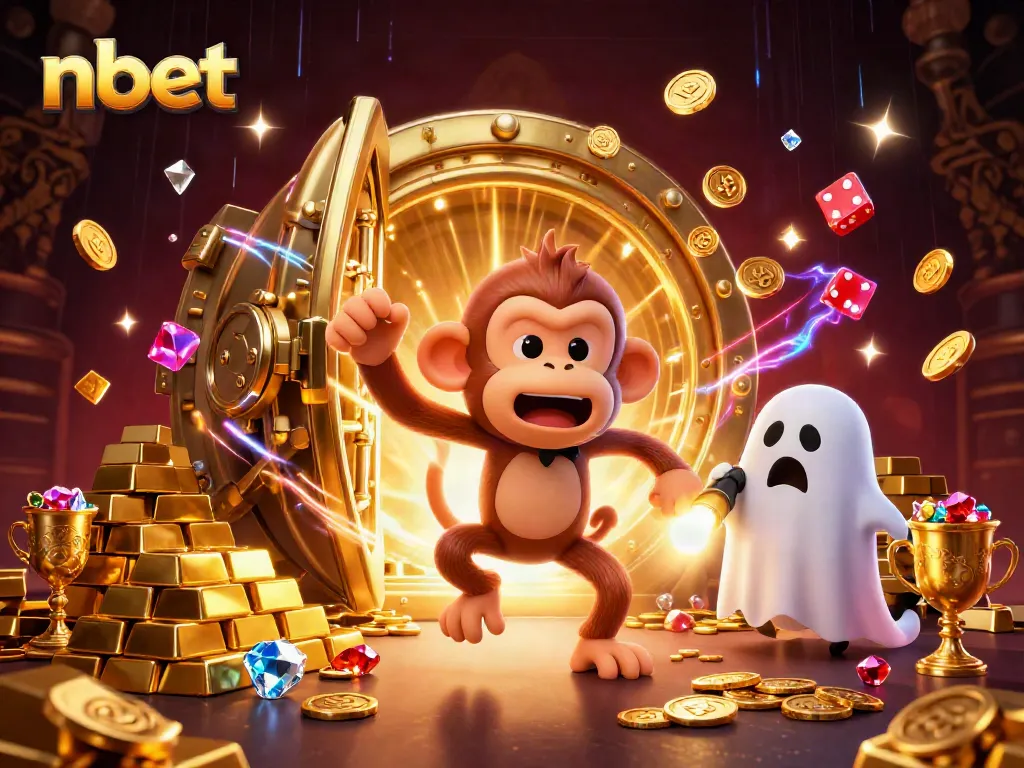 Join the exciting nbet casino adventure as a mischievous monkey juggles treasures in a haunted setting!