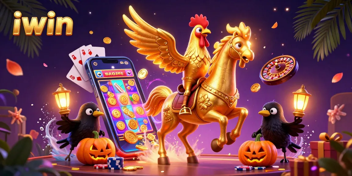 Experience thrilling wins with iwin, featuring a golden rooster casino adventure and vibrant gaming elements.