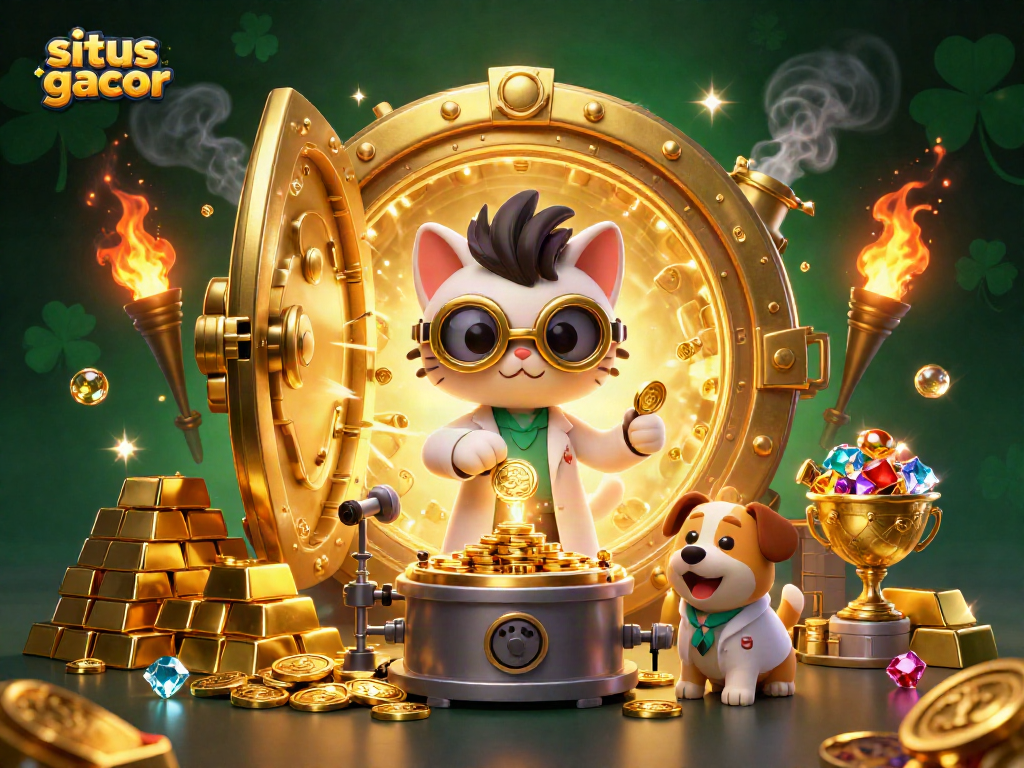 Experience exciting wins at situs gacor with this dynamic casino scene filled with treasures.