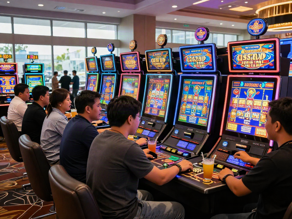 Exciting casino scene with players enjoying slot gacor terbaru in vibrant atmosphere.