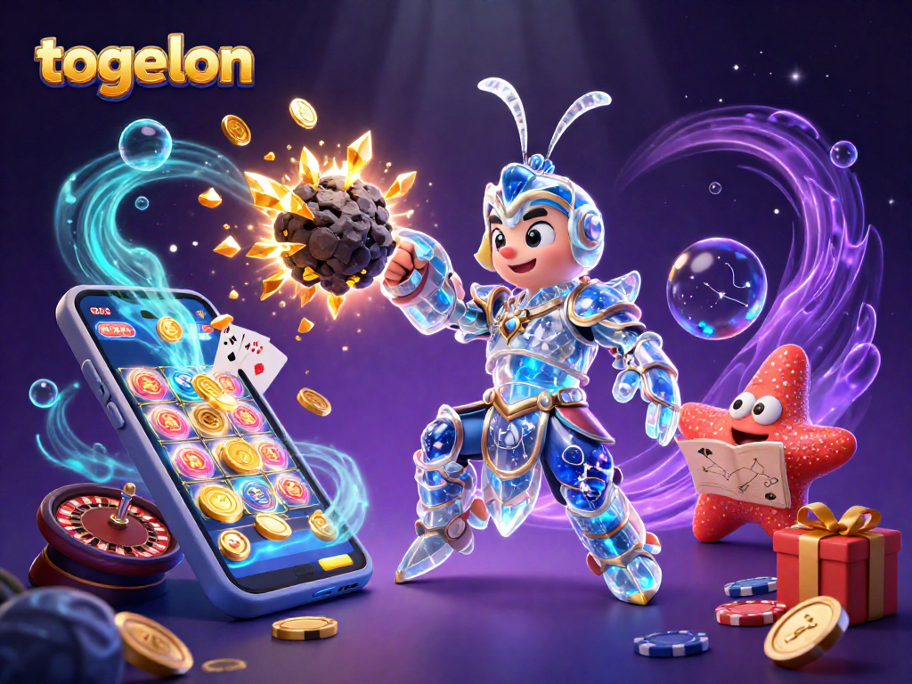 Experience togelon action with a galactic samurai shrimp amidst exploding gems and vibrant casino elements.