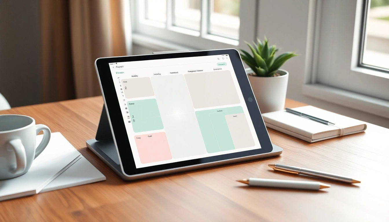 Engaging digital planners for iPad displayed on a stylish desk with colorful layouts.
