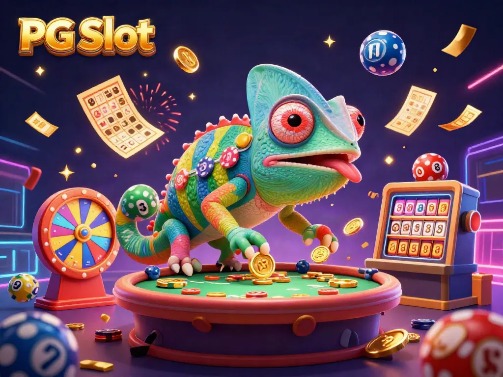 Menangkan jackpot PG Slot dengan ilustrasi kasino yang meriah dan penuh warna.