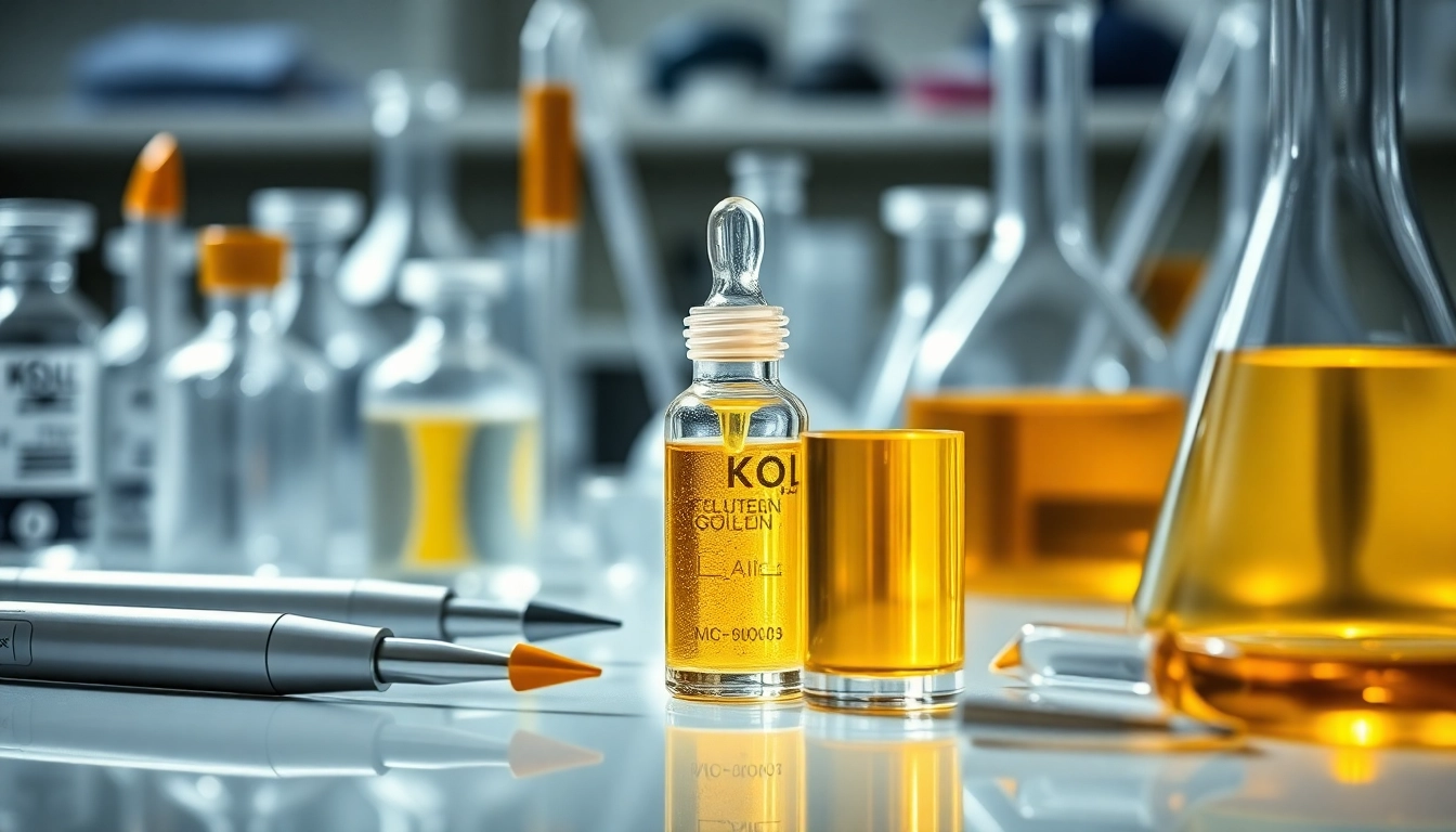 Showcase klow peptide blend with laboratory equipment highlighting its scientific significance.