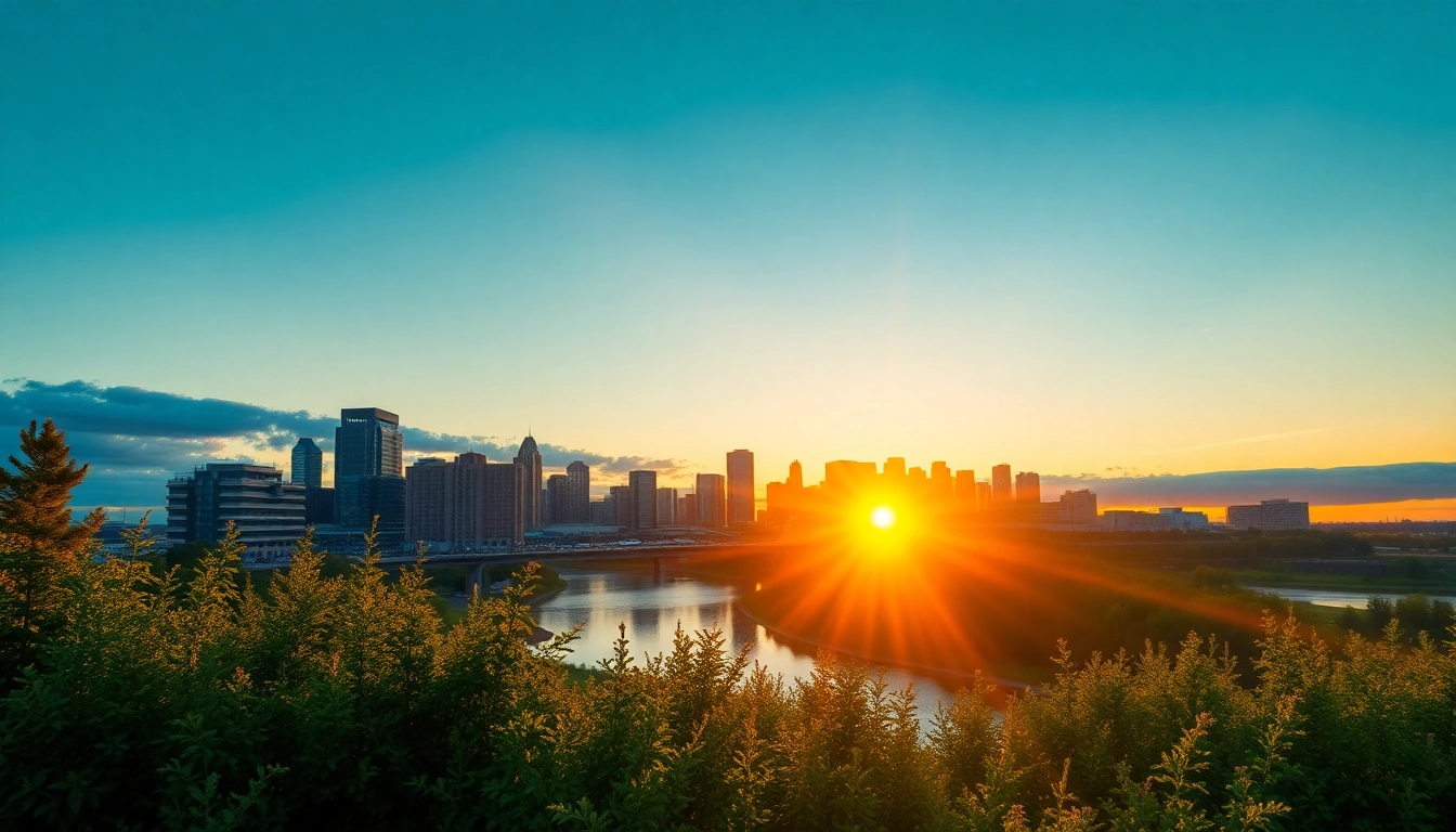 Stunning sunrise shot by a photography company edmonton showcasing the city skyline's vibrant beauty.