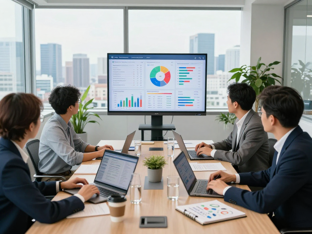 Diverse professionals collaborating in a corporate office meeting on strategic growth with net 88 insights.