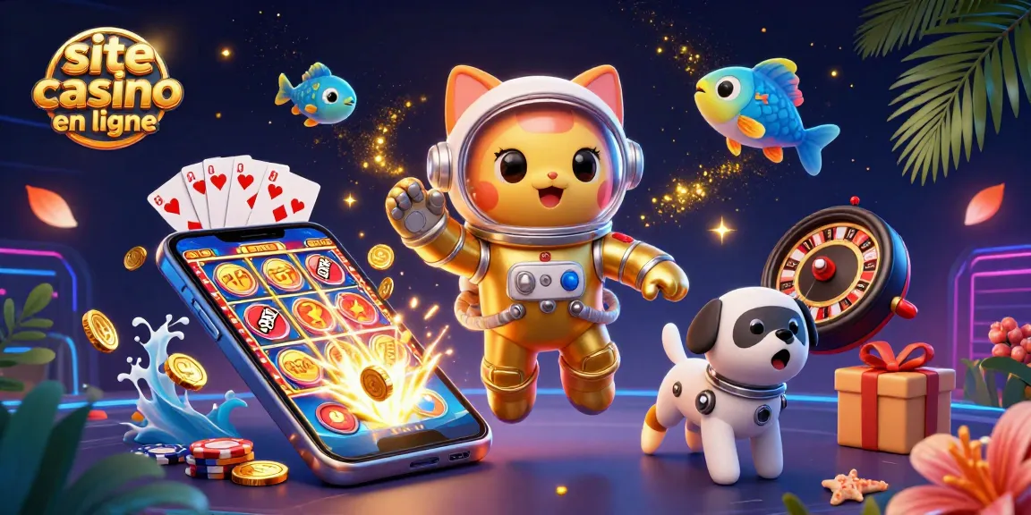 Jouez sur un site casino en ligne avec un chat astronaute et un chien robot dans un univers coloré.