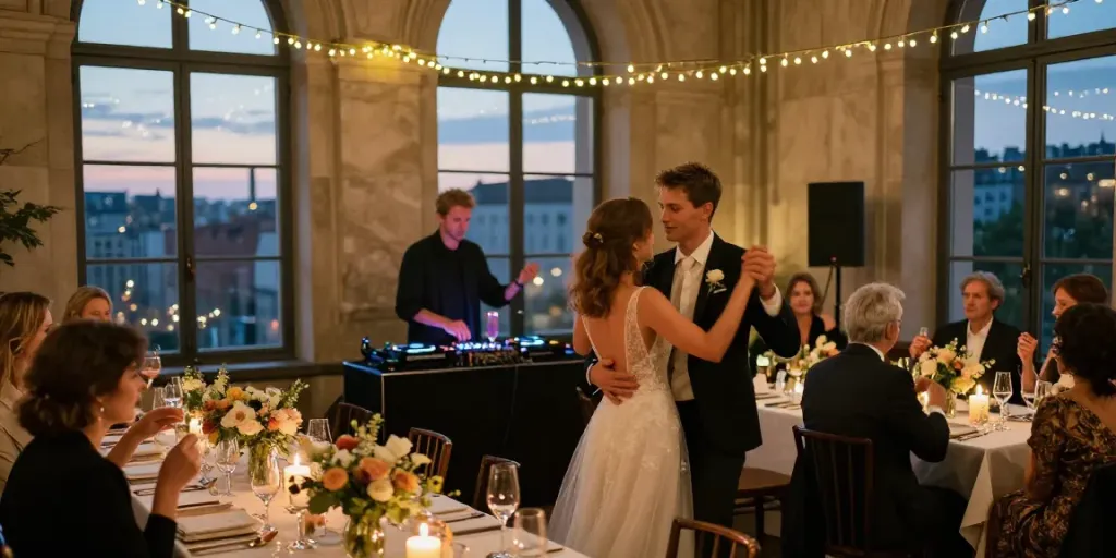 Hochzeit DJ Berlin Brandenburg sorgt für unvergessliche Tanzmomente unter Lichtern.