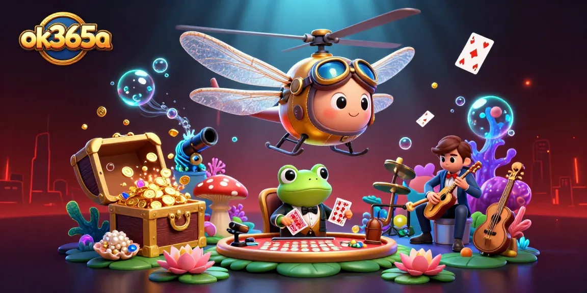 Experience thrilling gameplay at ok365a with a 3D cartoon dragonfly pilot and exciting casino elements.