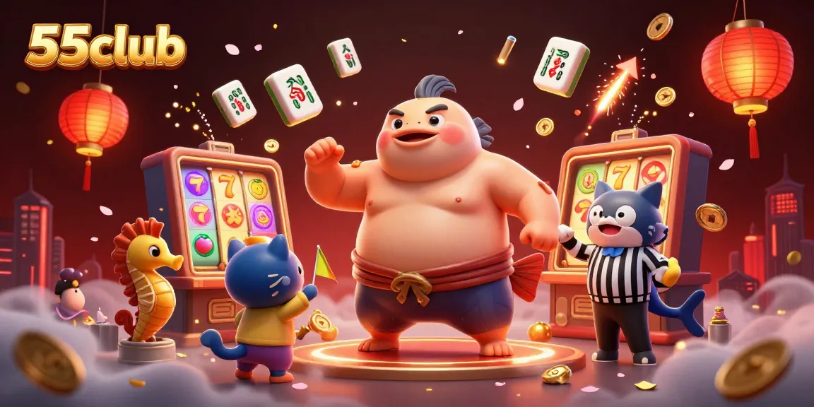 Engage with the vibrant world of 55club as a fugu and catfish referee create a lively underwater casino atmosphere.