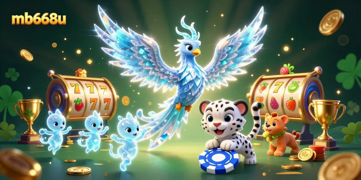 Join the excitement at mb668u with vibrant jackpots and lucky symbols in this animated casino scene.