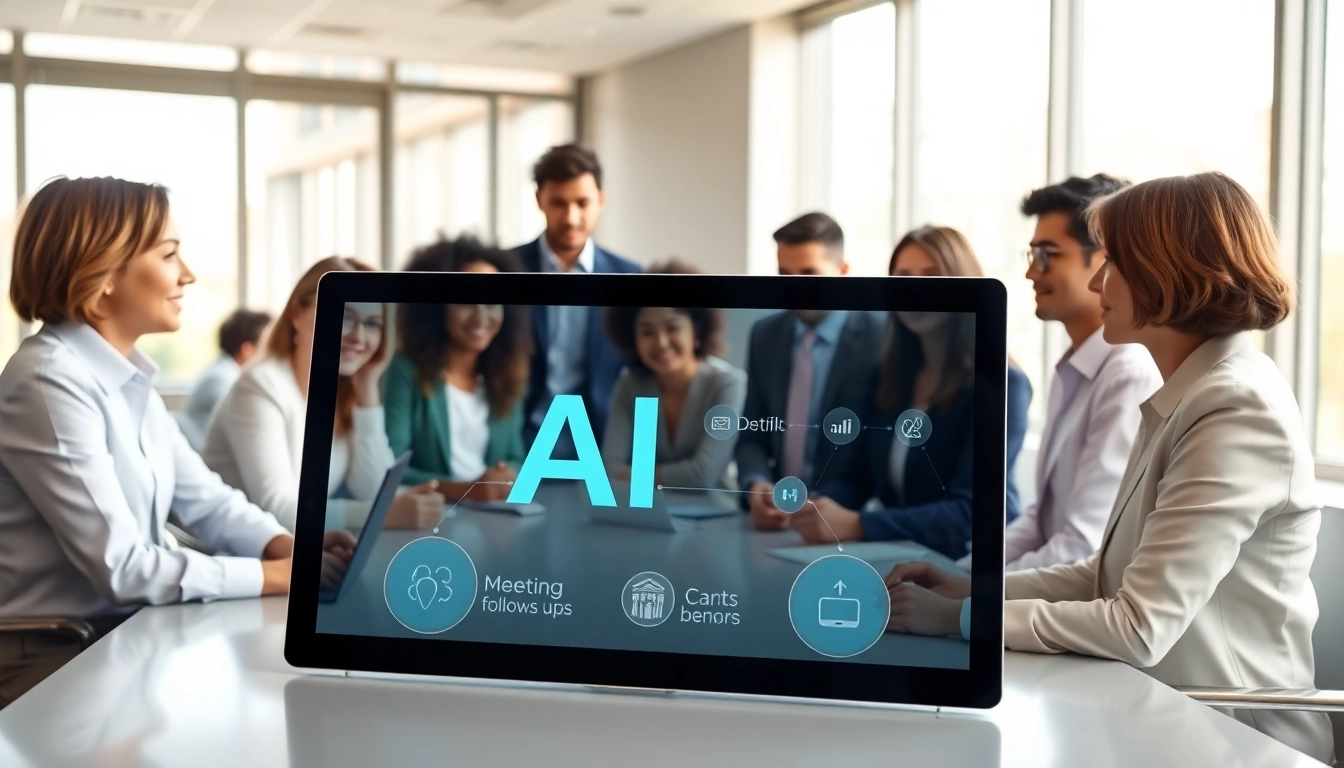 AI that handles meeting follow ups optimizes business discussions in a modern office setup.