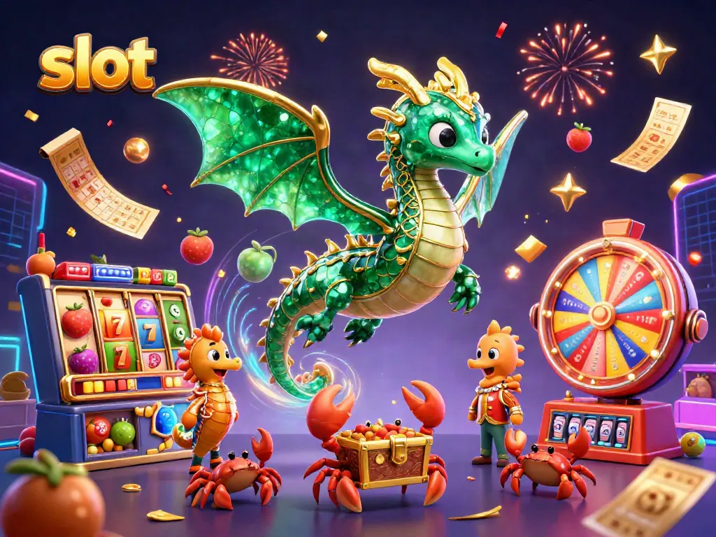 Visualisasi slot yang spektakuler dengan naga laut dan simbol permainan lugas dalam suasana meriah.