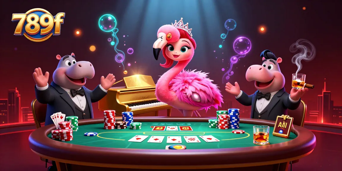 Experience thrilling gaming action at 789f with vibrant scenes of casino life and dynamic poker elements.