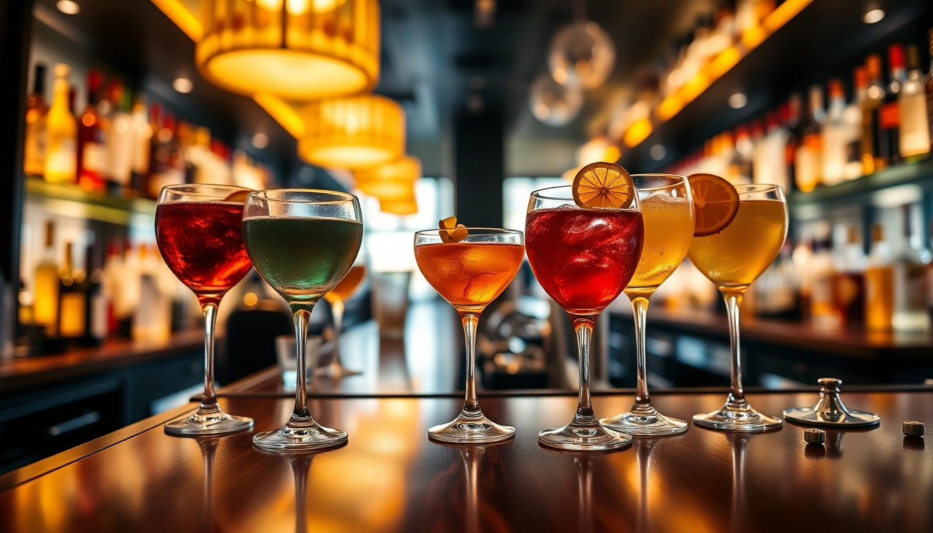 Enjoy expertly crafted drinks at a modern Bar with elegant decor and inviting atmosphere.