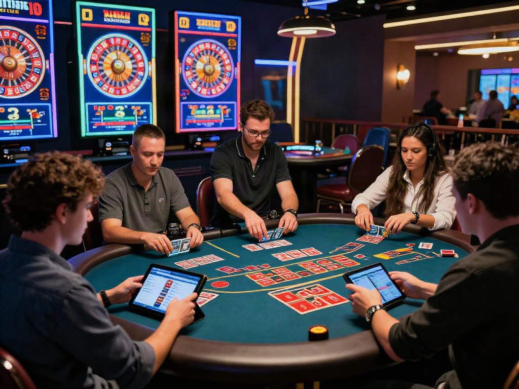 Engaging players enjoying casino online games at vibrant virtual tables with live dealers.