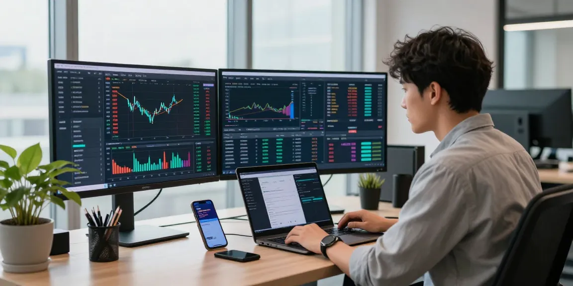 Young professional analyzing NAGA2000 trading data in a modern fintech workspace.
