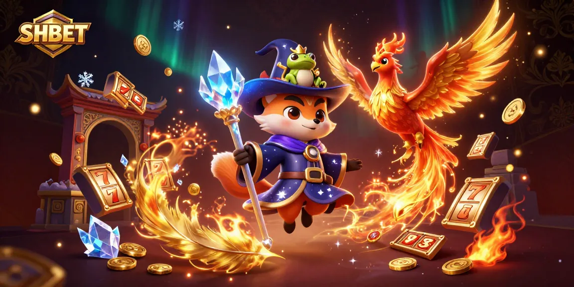 Experience the thrill of SHBET with a magical wizard fox, phoenix, and casino elements.