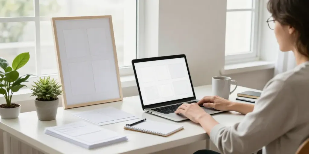 Replacement Diploma design process in a bright home office, showcasing creativity and customization.