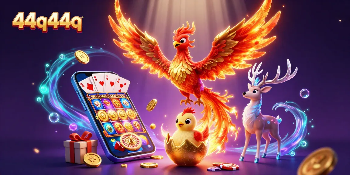 Spin and win with 44q44q's colorful slot game featuring a majestic phoenix scene.