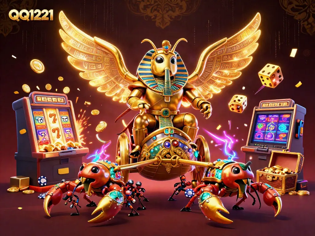 Experience the thrilling QQ1221 casino action with vibrant characters and jackpot symbols.