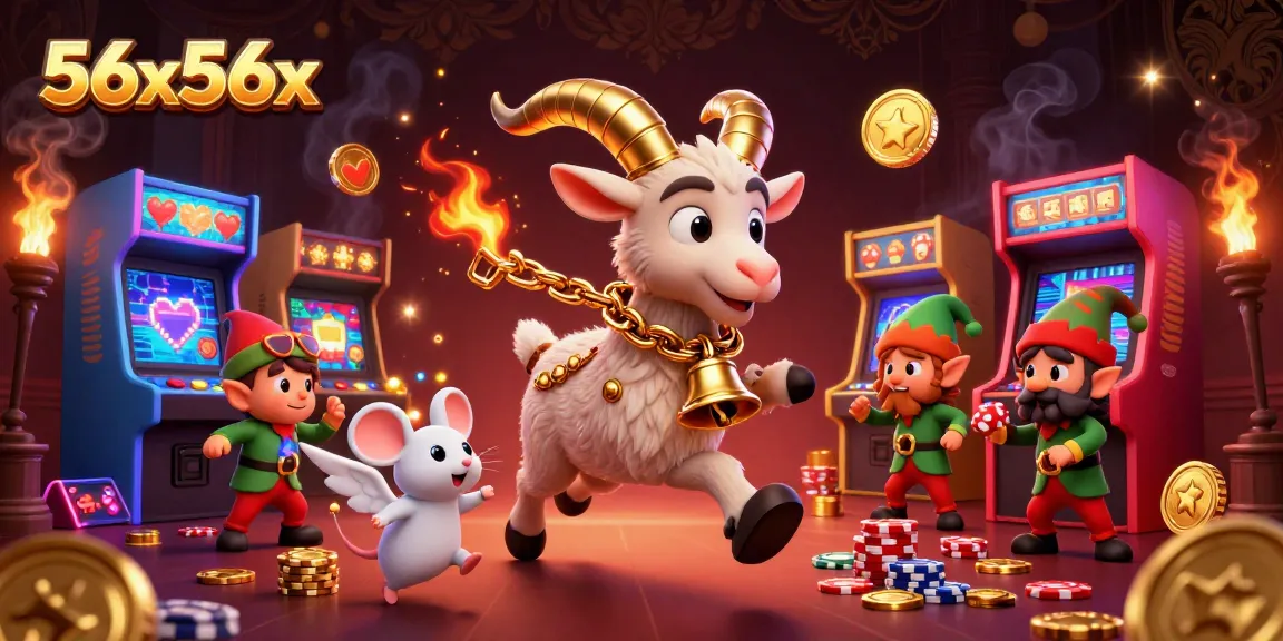 Ganhe no cassino 56x56x com a cena divertida de Krampus e gremlins em ação.