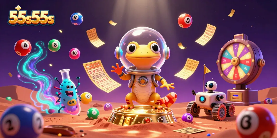 Experience thrilling gameplay at 55s55s with a Martian gecko discovering a golden casino amidst vibrant casino elements.