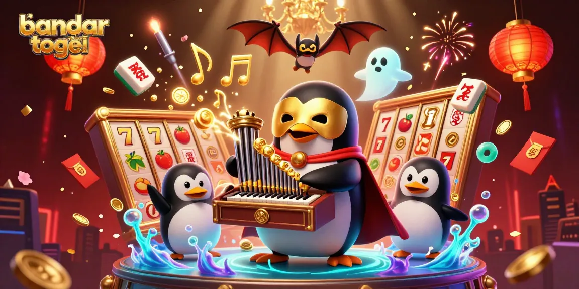 Experience the vibrant bandar togel online scene with a penguin organist and golden treasures.