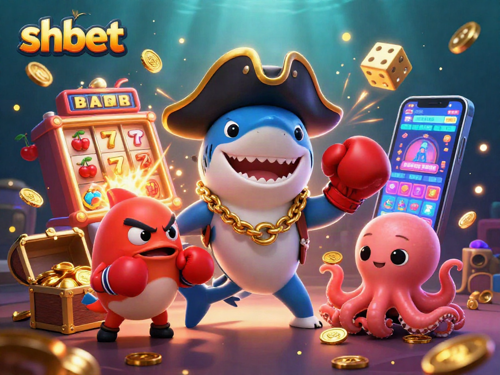 Engage in shbet's thrilling games with a pirate shark, boxing pufferfish, and gold-holding octopus
