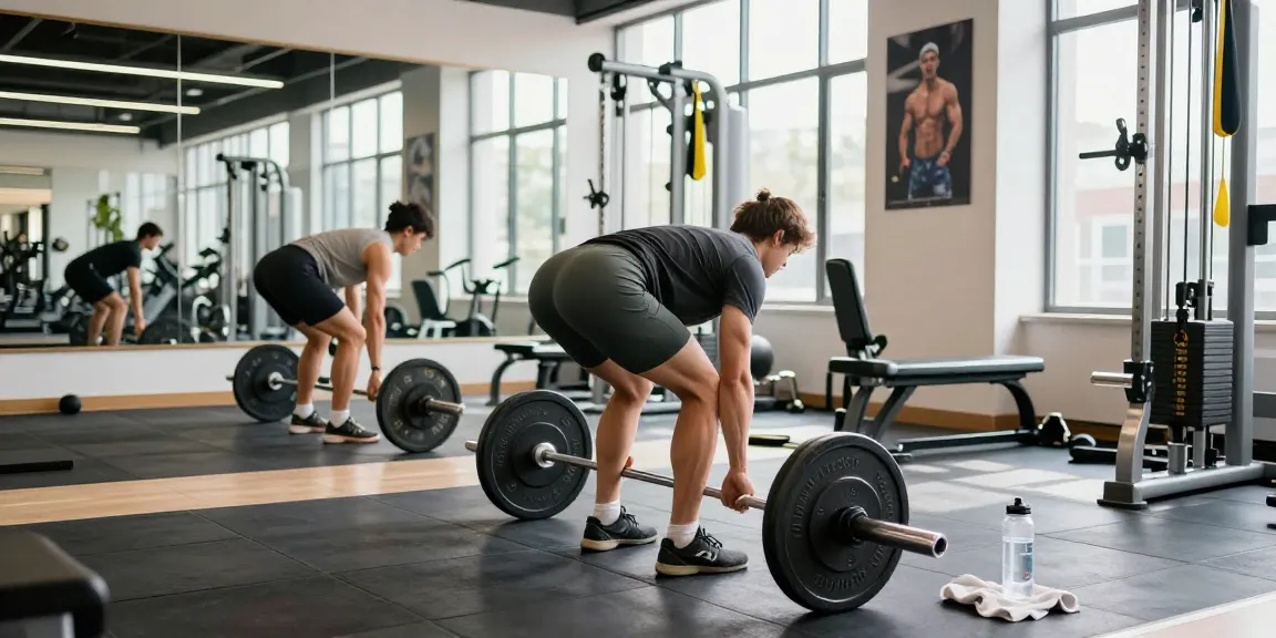 Person training at Astera Steroid Shop gym performing deadlift for maximum power.