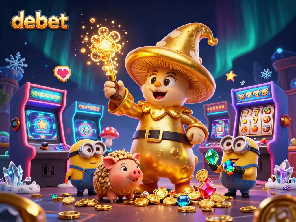 Engage with debet's exciting golden casino world featuring enchanting magic, treasures, and vibrant game elements.