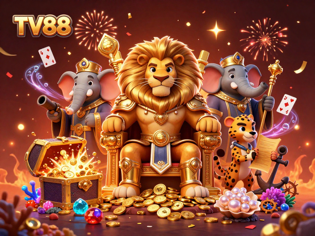 Engage in thrilling gameplay at TV88, where the lion king reigns in a vibrant casino adventure.