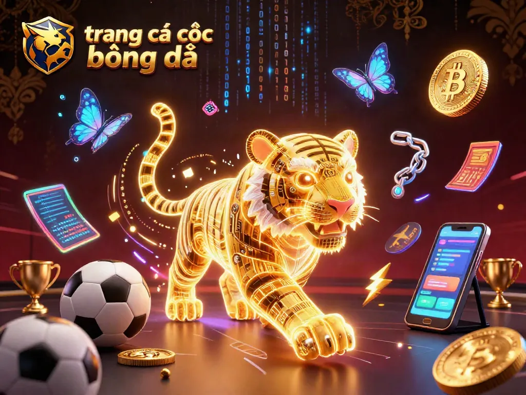 Khám phá trang cá cược bóng đá với hình ảnh hổ vàng ánh sáng trong casino kỹ thuật số.