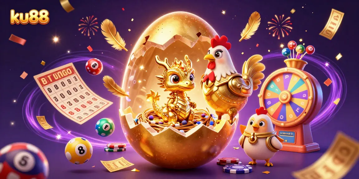 Win big with ku88 at the vibrant casino featuring golden treasures and exciting lottery elements.
