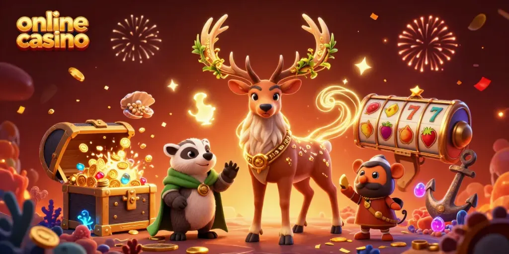 Engage with exciting online casino adventures featuring a druid stag and treasure elements.