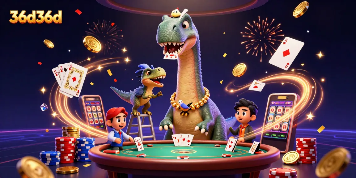 Experience the thrill of 36d36d with a whimsical casino scene featuring vibrant characters and games.