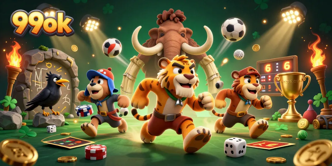Engage with 99ok's thrilling prehistoric casino scene featuring classic games and elements.