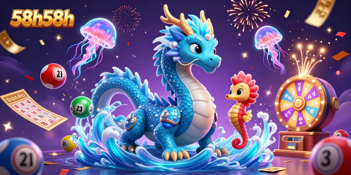 Experience thrilling lottery fun with 58h58h's vibrant 3D casino illustration featuring dynamic game elements.