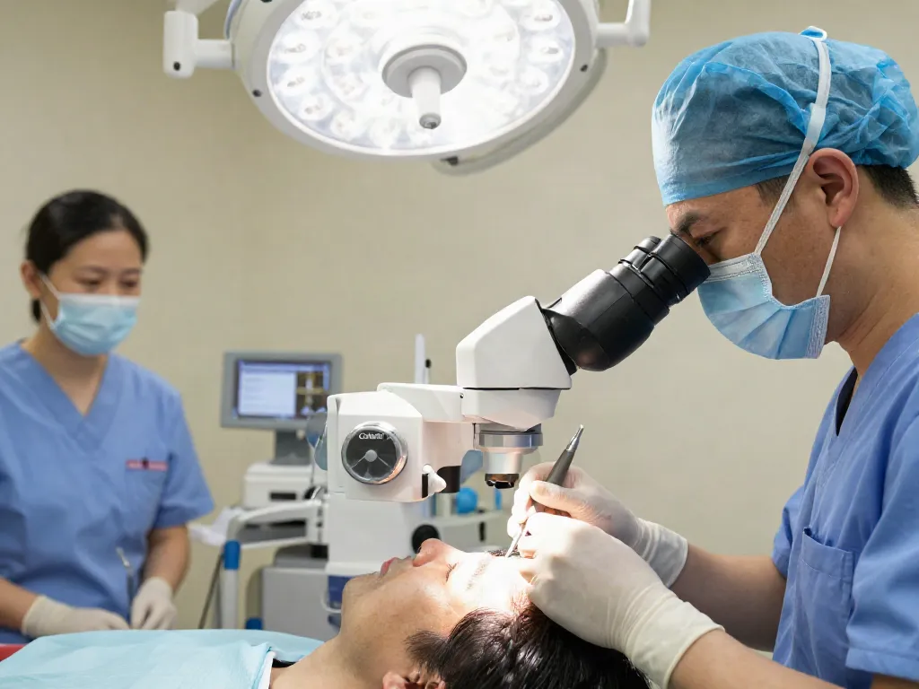 Hair transplant procedure using SMART™ FUE technique for natural results in a modern clinic.