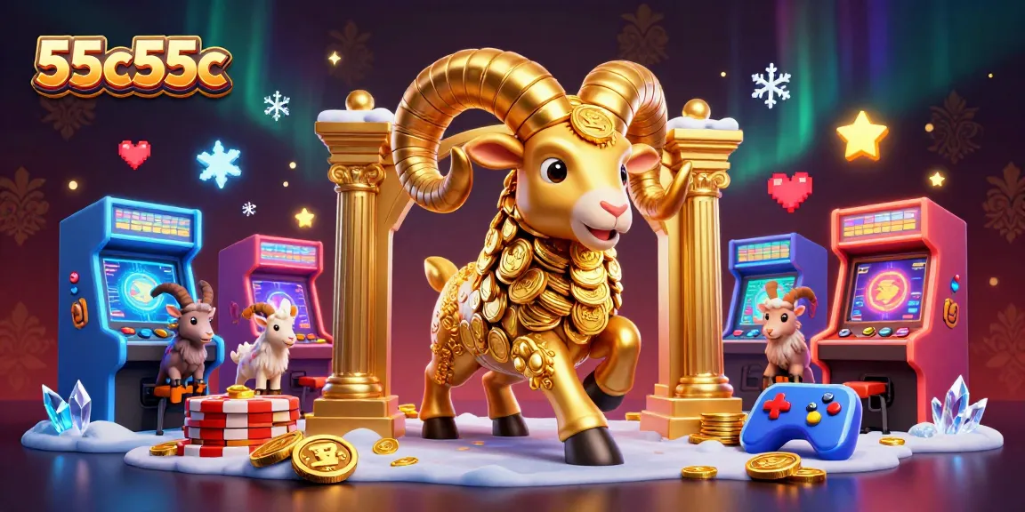 Engage with the vibrant scene of the 55c55c casino world, featuring a golden ram charging through a golden gate amidst gaming elements.