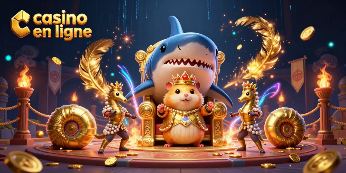 Le roi hamster en or dirige un casino en ligne avec des gardes hippocampes et des compagnons nautilus.