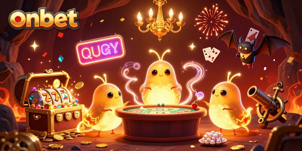 Experience vibrant gaming excitement at Onbet with bioluminescent glowworms and thrilling slot reels.
