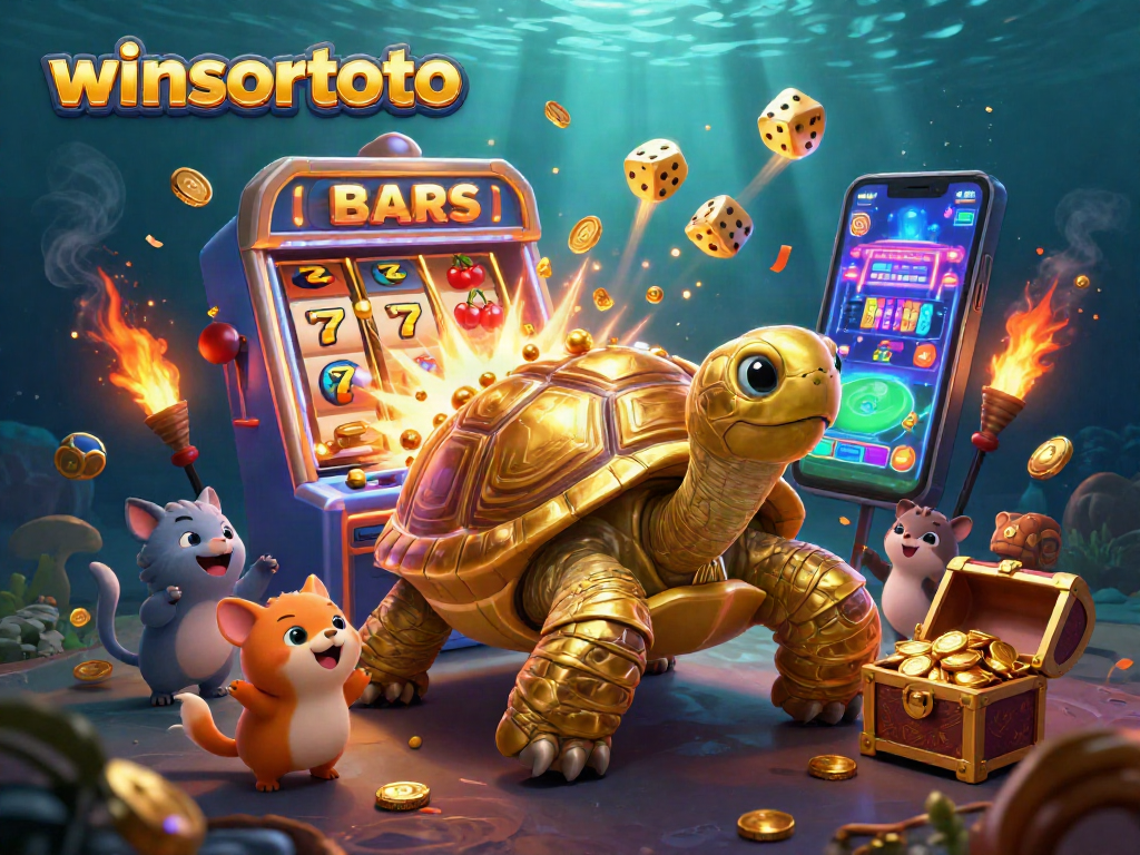 Menang dengan bermain winsortoto yang menggambarkan kura-kura emas berfungsi sebagai mesin pinball