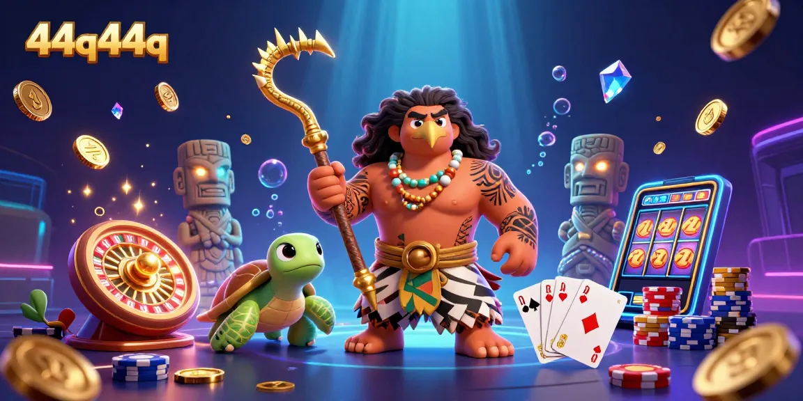 Aposte com 44q44q em um emocionante cassino, ilustrando um deus polinésio com elementos de jogo.