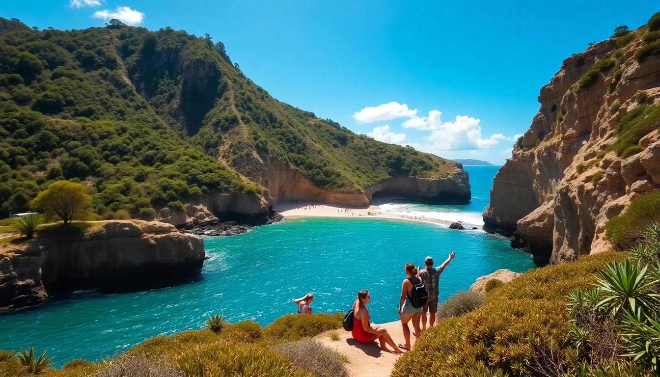 Showcase of a tourist destination representing a destination marketing agency Australia with vibrant coastal views and active visitors.